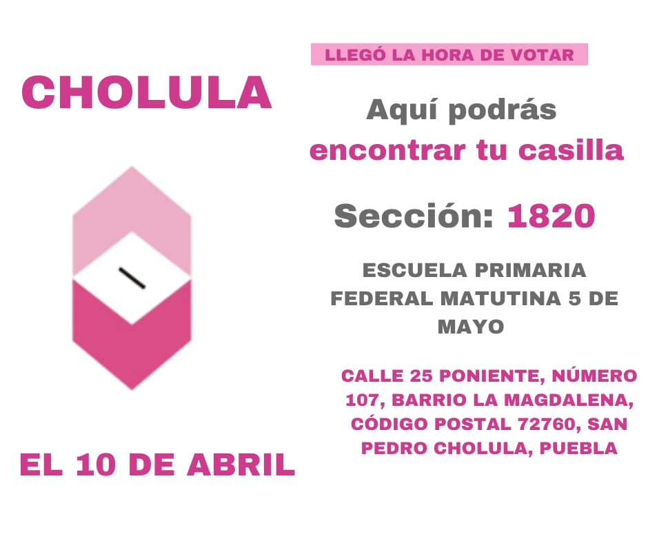 Ubicación de Casillas San Pedro Cholula1820-1828
