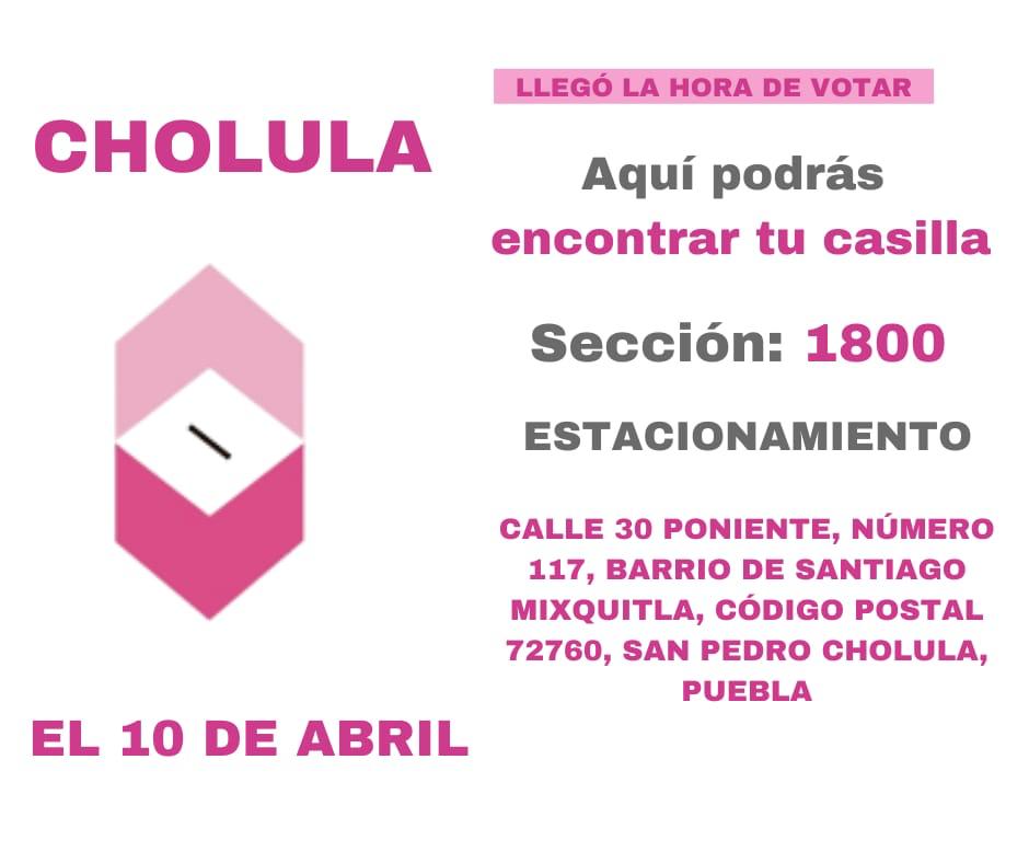 Ubicación de Casillas San Pedro Cholula1800-1810