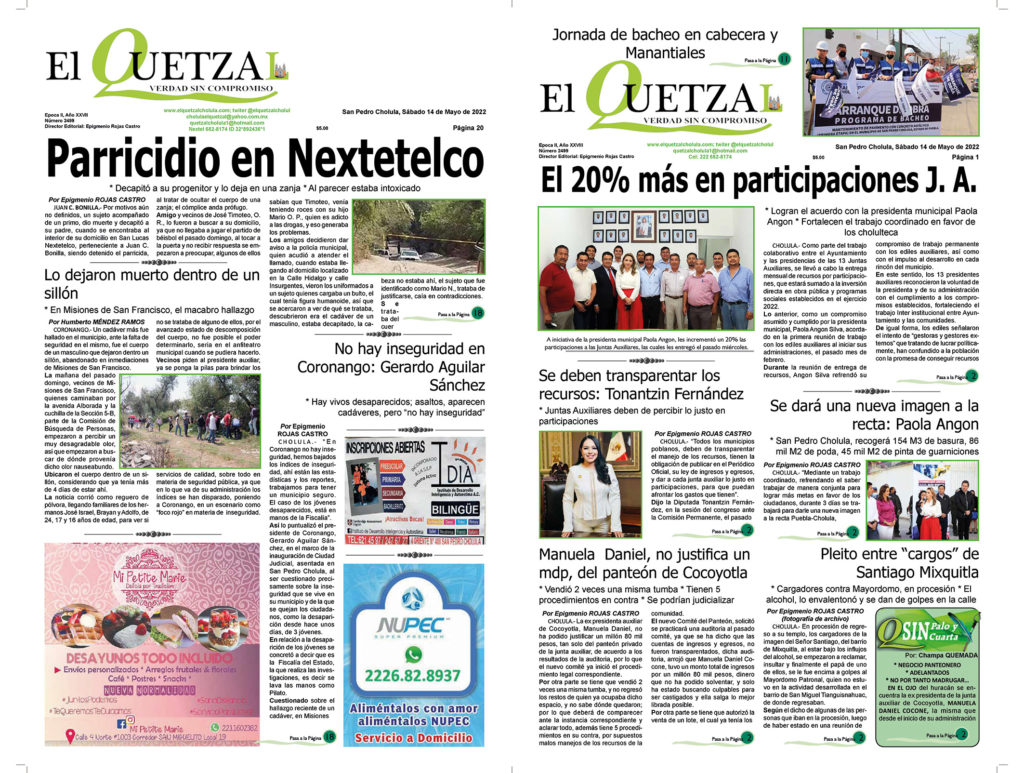 Nuestra Portada, Edicipon 2499 del 14 Mayo 2022