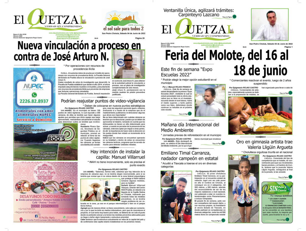 Nuestra Portada, Edición 2022 4 Junio 2022