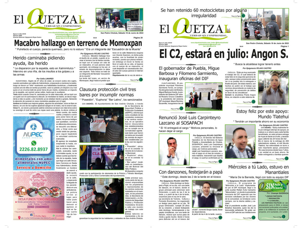 Nuestra Portada Edición 2509 del 18 Junio 2022