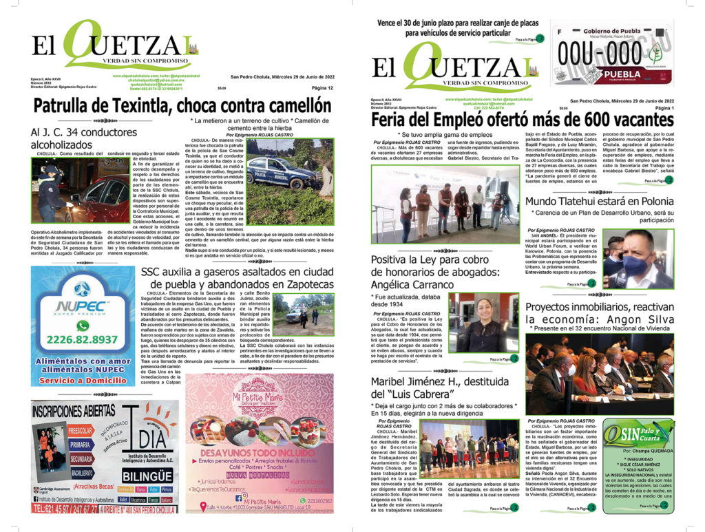 Nuestra Portada  Edición 2512 del 29 Junio 2022