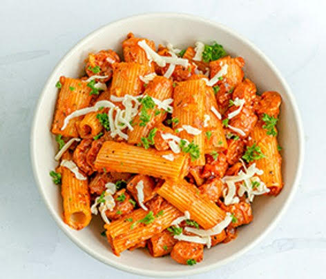 Pasta al horno con guajillo y queso manchego