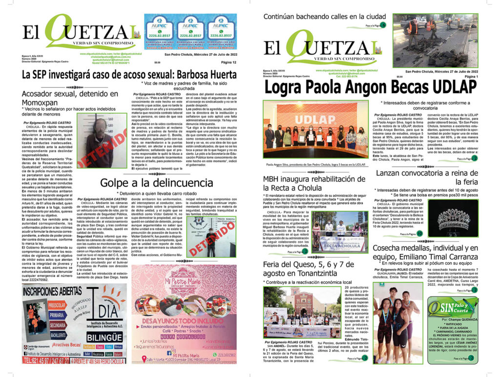 Nuestra Portada, Edición 2025 del 27 Julio 2022