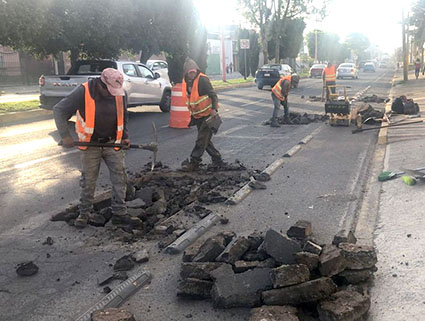 Continúan bacheando calles en la ciudad