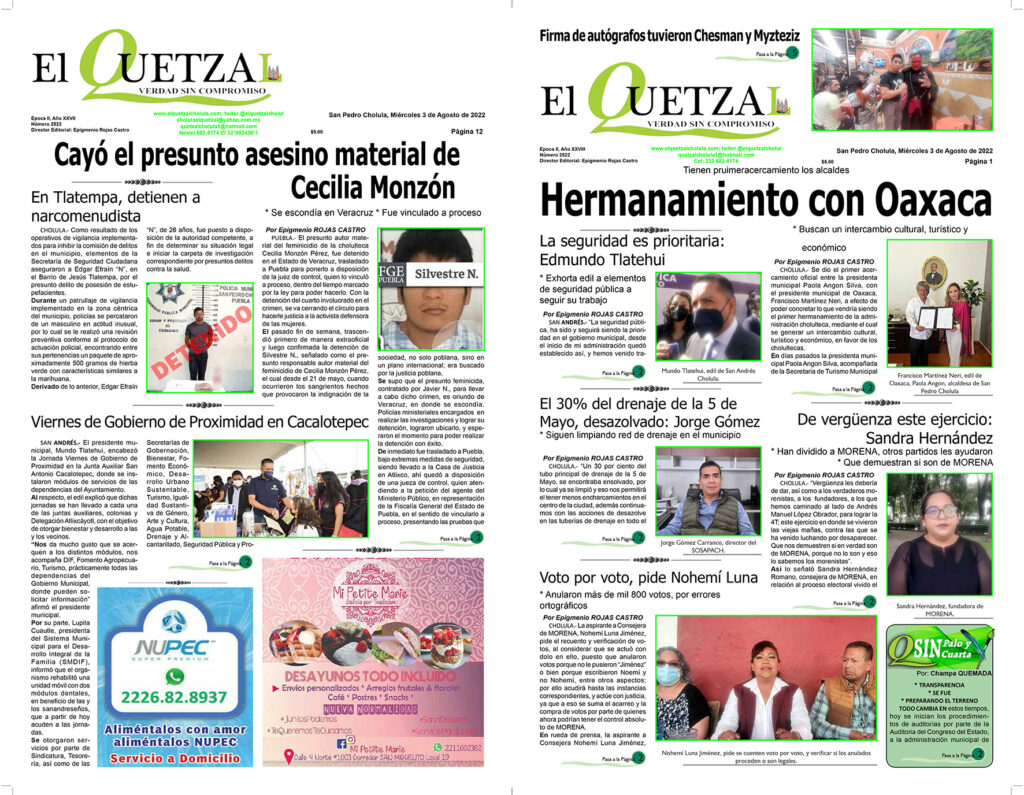 Nuestra Portada, Edición 2225, 03 Agosto 2022