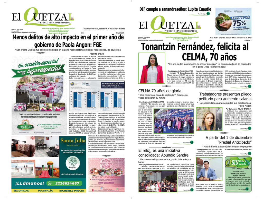 Nuestra Portada Edición 2553, 19 Noviembre2022