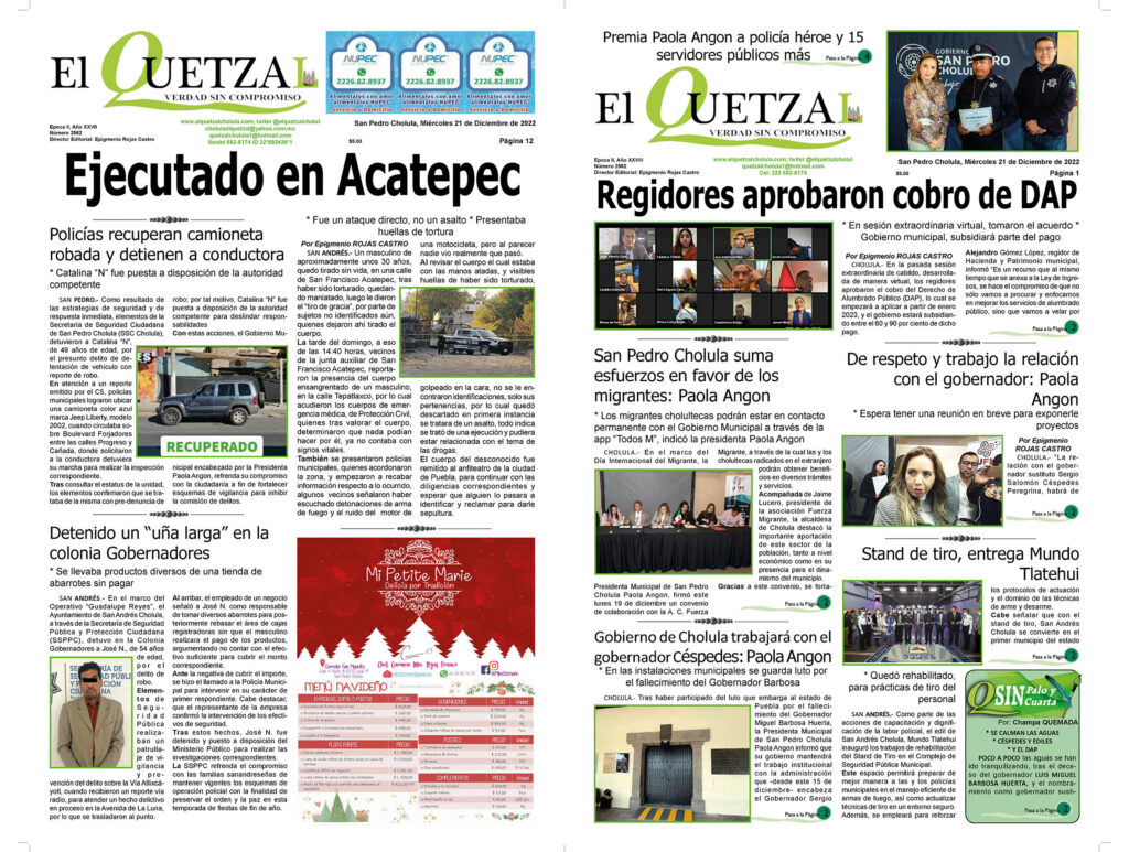 Nuestra Portada, Edición 2562, 21 Diciembre 2022