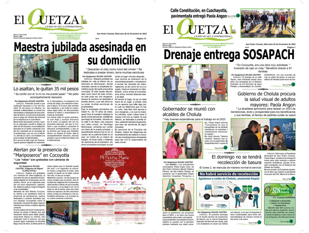 Nuestra Portada, Edicion 2564, 28 Diciembre 2022