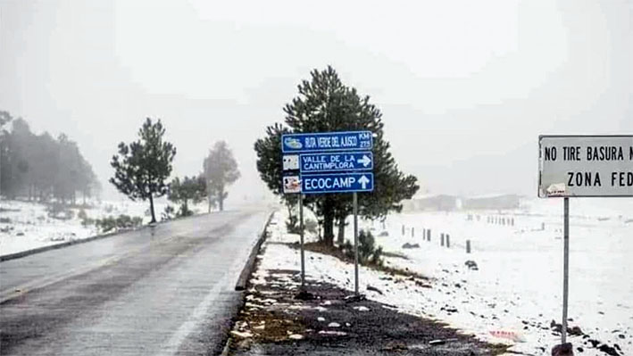 Caída de aguanieve sorprende en el Ajusco
