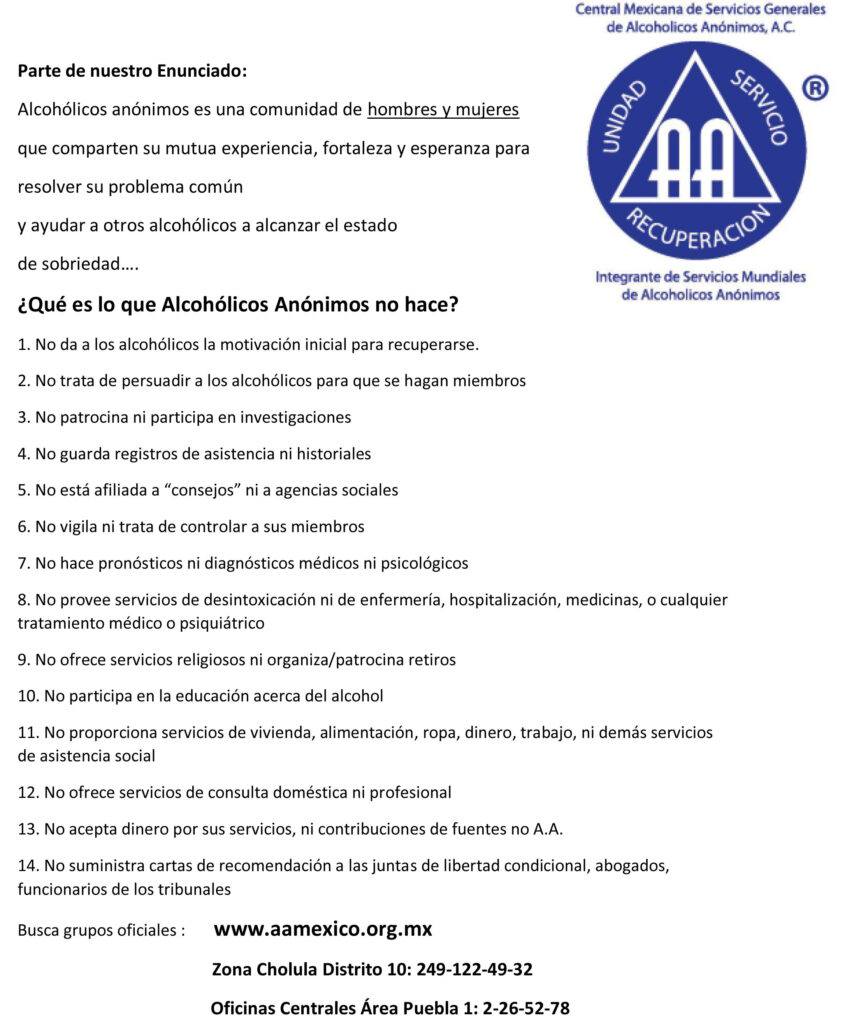 Alcohólicos Anónimos  te Comparte