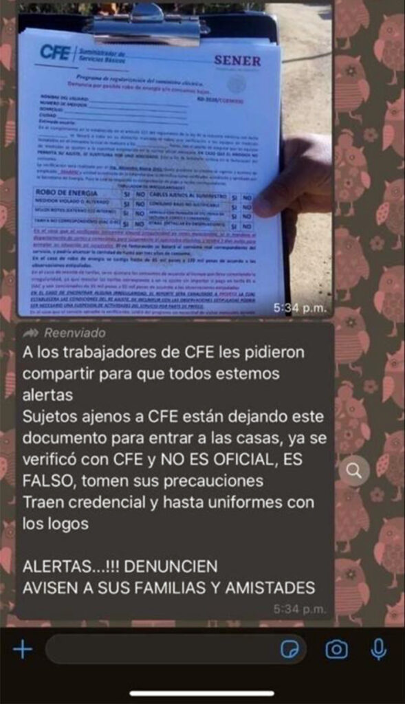 Delincuentes se disfrazan de CFE, para entrar a robar