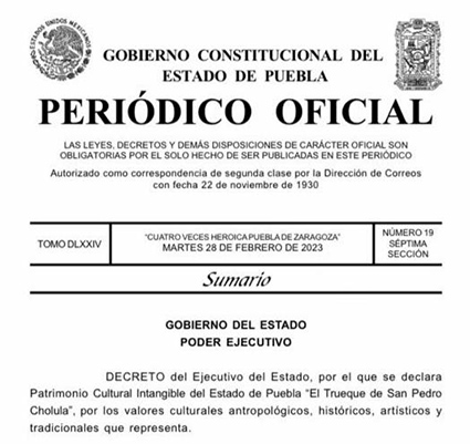 El Trueque, Patrimonio Cultura Intangible del Estado de Puebla