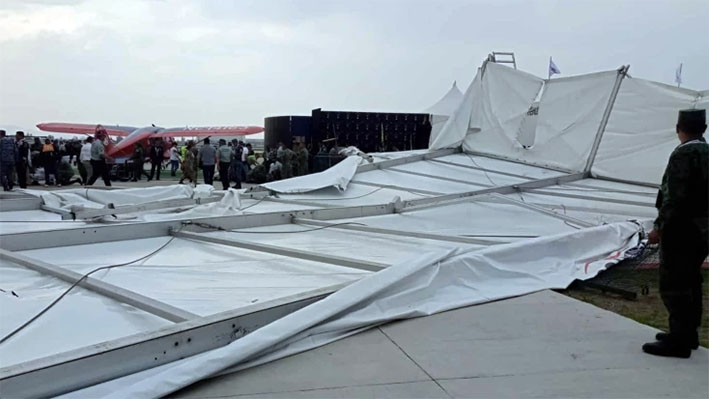 Colapsa lona en Feria Aeroespacial en Santa Lucía; hay lesionados