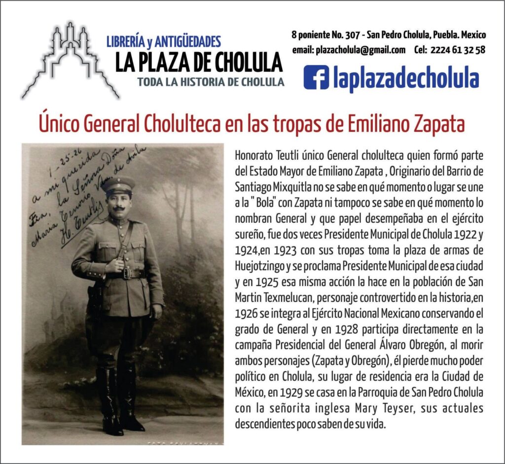 Solo un cholulteca fue general zapatista