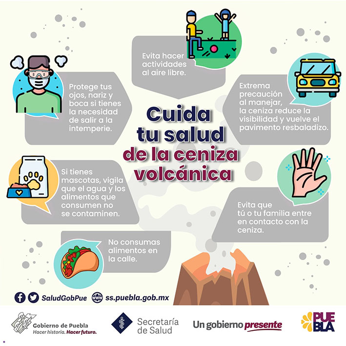 Ante caída de ceniza, Salud recomienda uso de cubre-boca y evitar actividades al aire libre