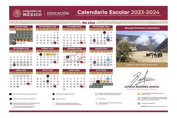 SEP publica calendario escolar 2023-2024