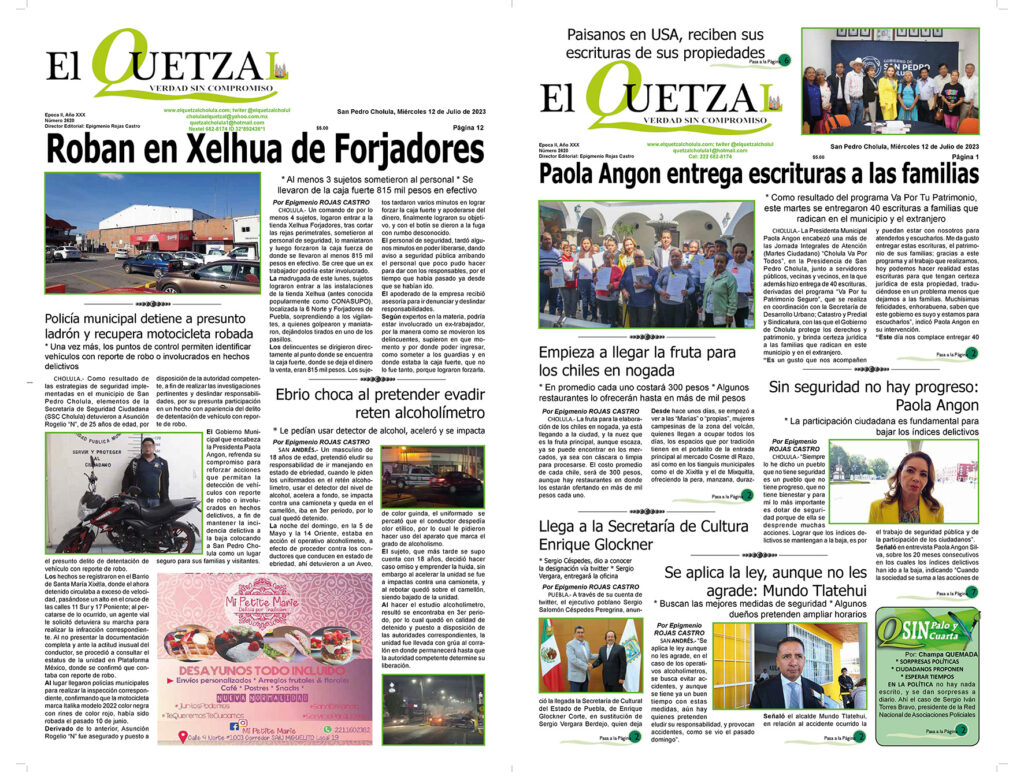 Nuestra Portada Edición 2612, 12 Julio 2023