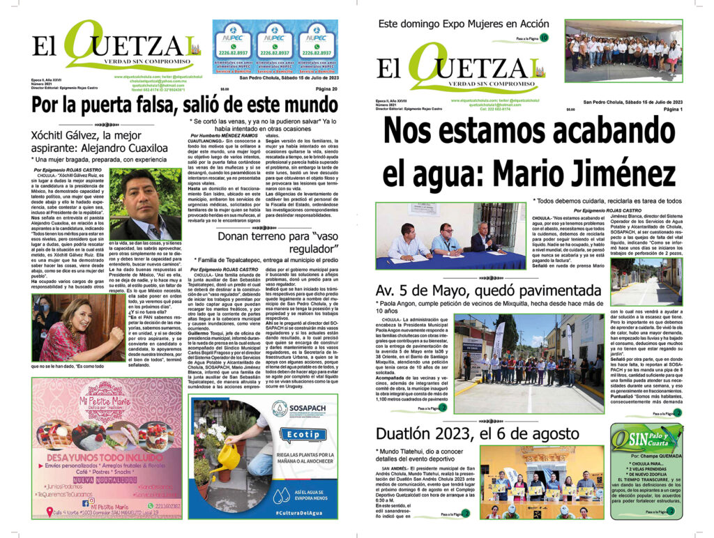Nuestra Portada, Edición 2621, 15 Julio 2023
