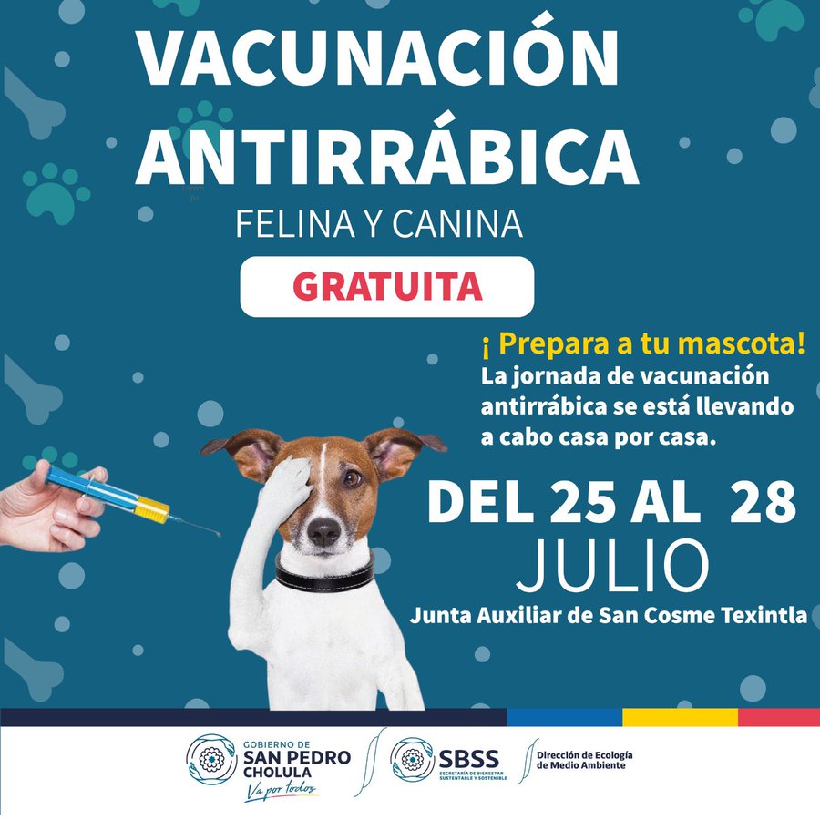 Jornada de vacunación antirrábica, 25-28 julio
