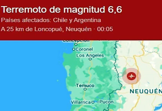 Terremoto de 6,6 con epicentro en Neuquén hizo temblar tres provincias de Argentina y Chile
