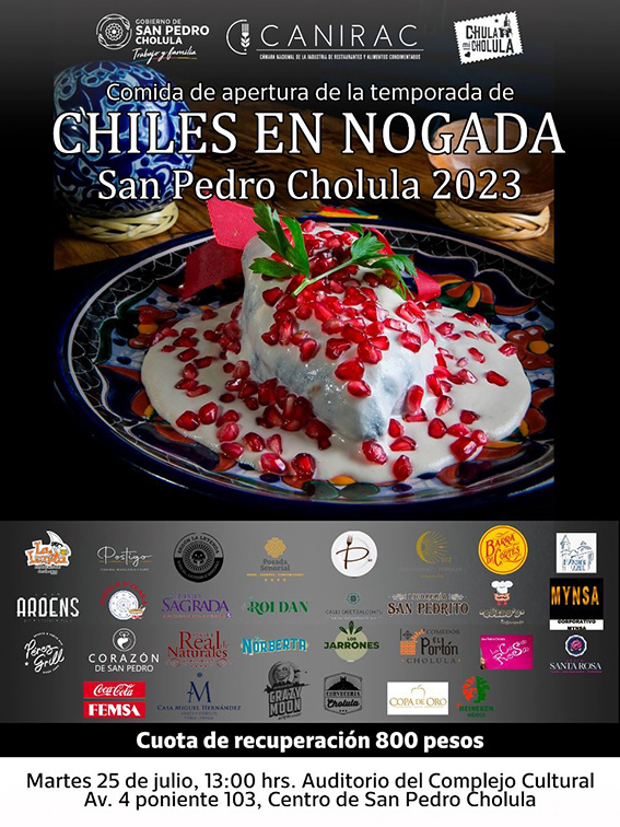 Martes 25, inicio de temporada de chiles en nogada con una comida