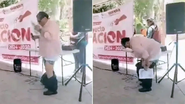 Diputado de MORENA se queda sin pantalones en pleno evento