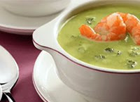Crema de verduras con camarones
