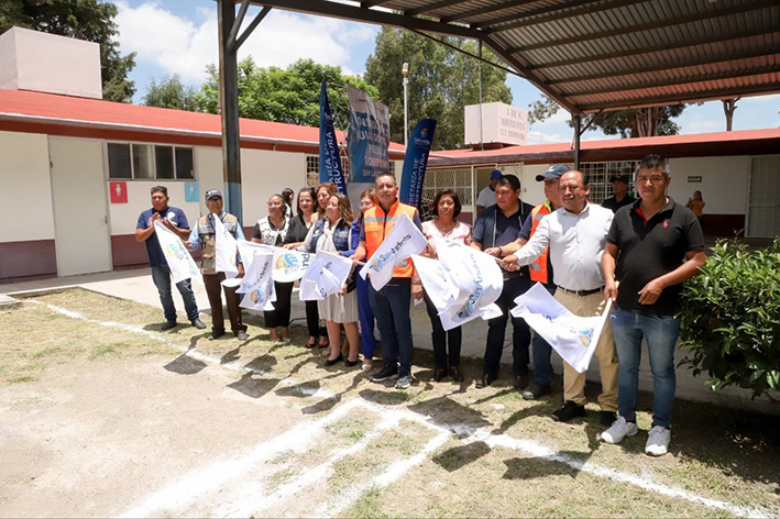Inicia Mundo Tlatehui infraestructura educativa en Tlaxcalancingo y San Luis Tehuiloyocan