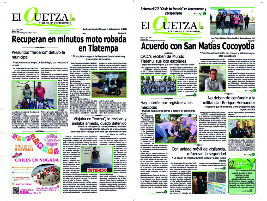 Nuestra Portada, Edición 2636, 06 Septiembre 2023
