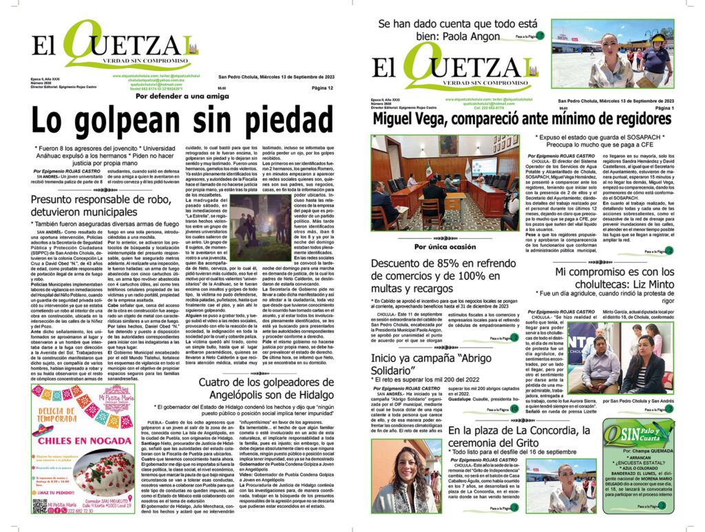 Nuestra Portada, Edición 2638, 13 Seprtiembre 2023