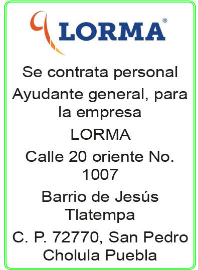 Lorma está contratando personal