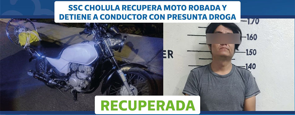 Municipales lo detienen por andar en moto robada
