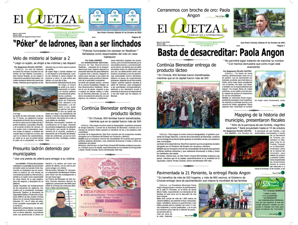 Nuestra Portada, Edición 2645, 07 Octubre 2023