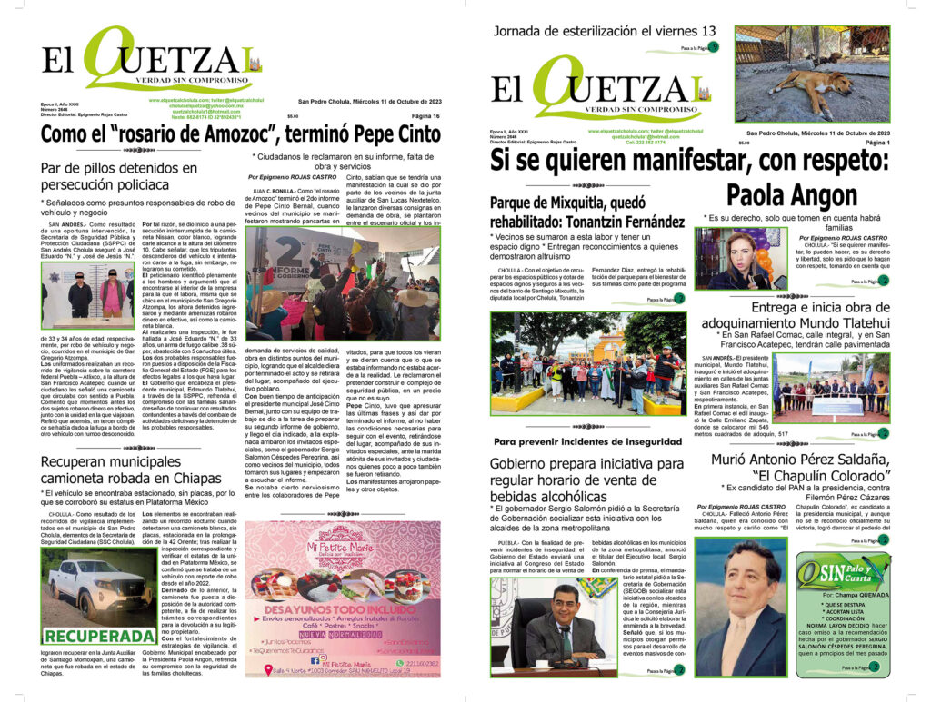 Nuestra Portada, Edición 2646, 11 Octubre 2023