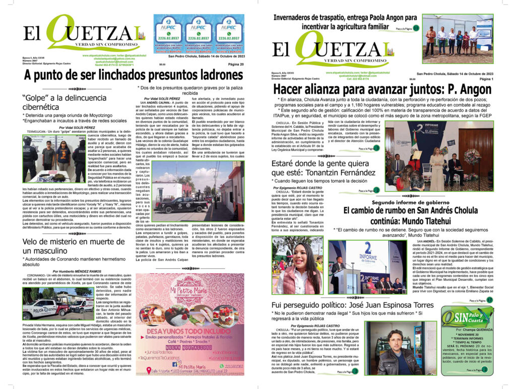 Nuestra Portada, Edición 2647, 14 Octubre 2023