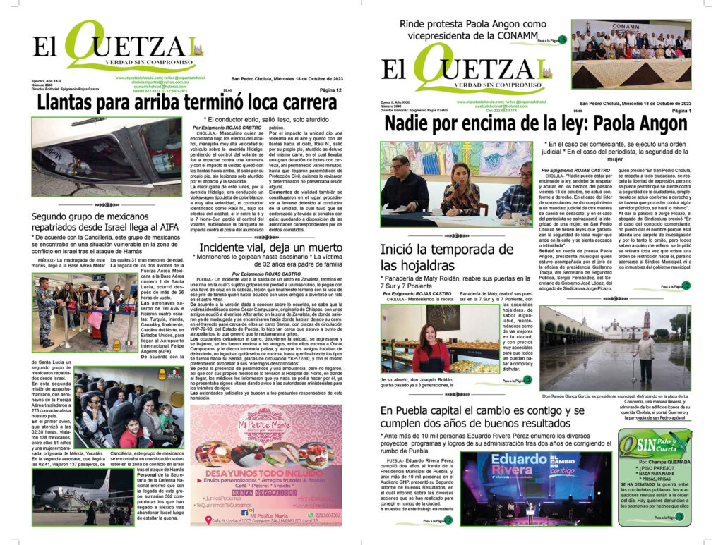 Nuestra Portada, Edición 2648, 18 Octubre 2023