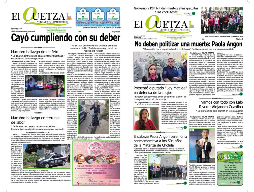 Nuestra Portada, Edición 2649, 21 Octubre 2023