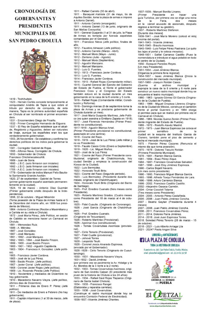 Gobernantes y presidentes de San Pedro Cholula