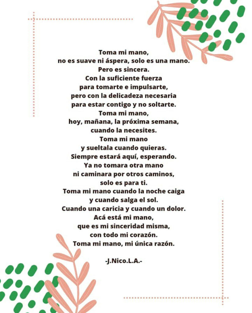 Toma mi mano,…