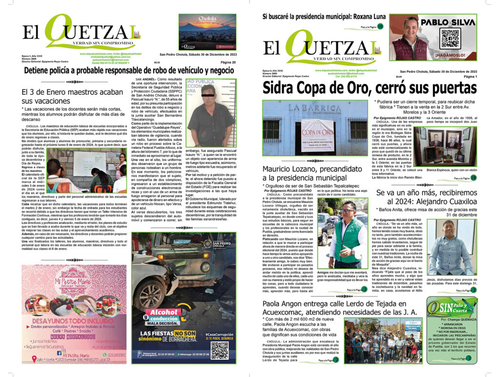 Nuestra Portada, Edición 2669, 30 Diciembre 2023