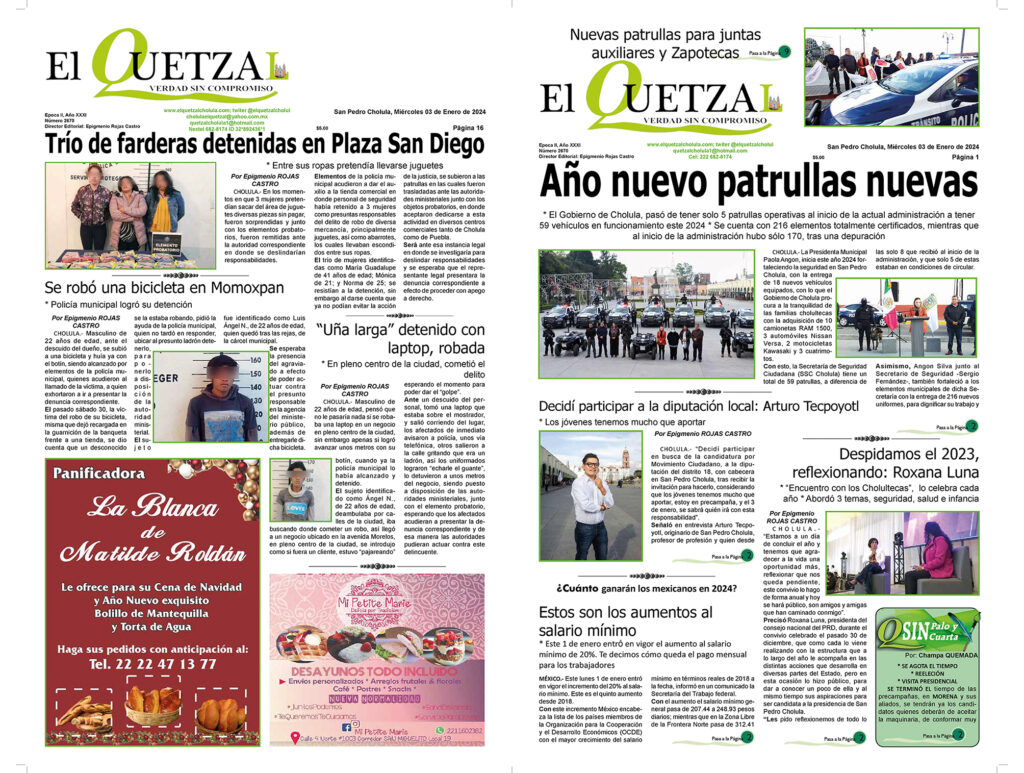 Nuestra Portada, Edición 2670, 03 Enero 2024