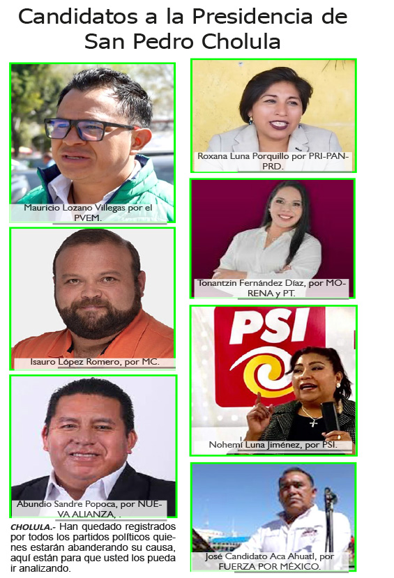 Candidatos a la Presidencia Municipal de San Pedro Cholula
