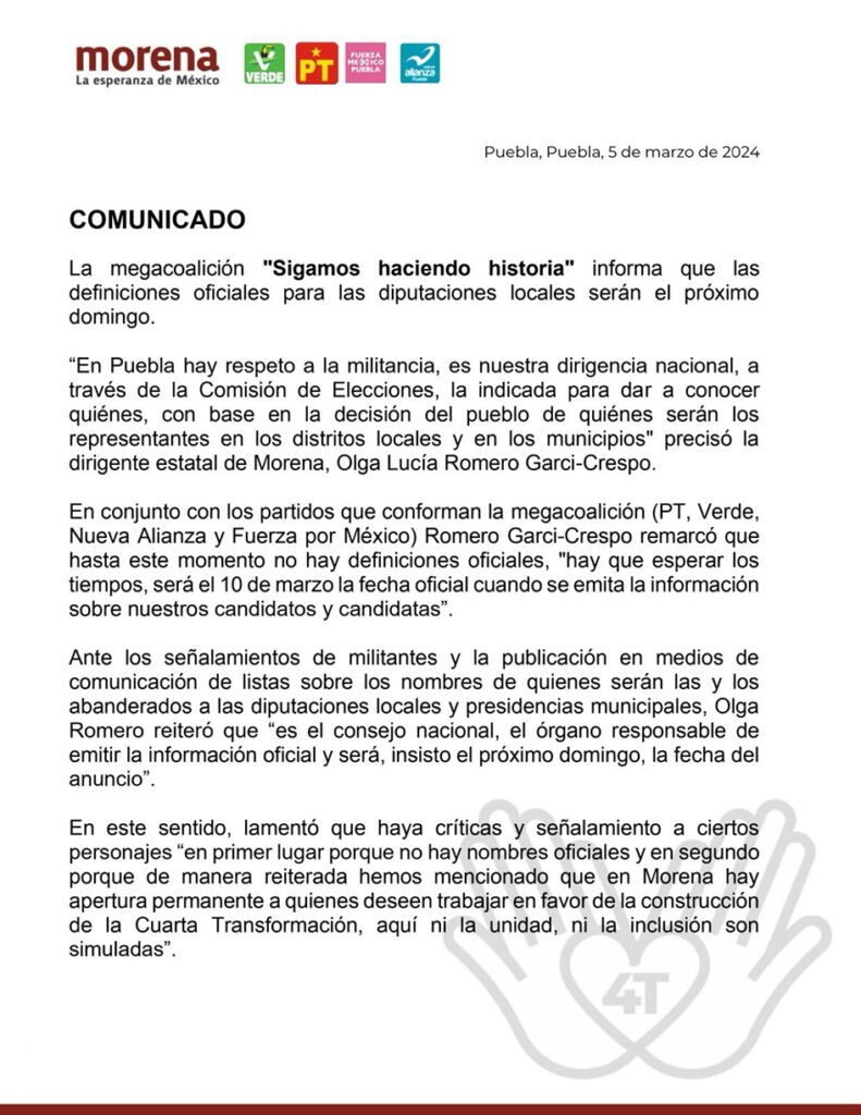 El domingo candidatos a diputados, oficial