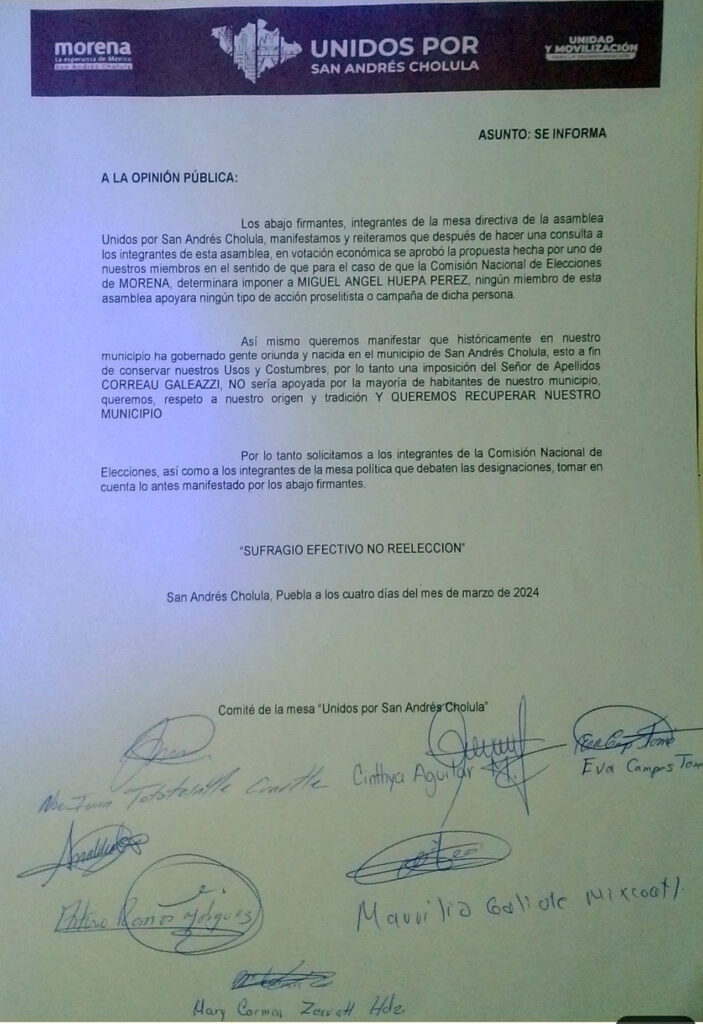 Morenistas rechazan a 2 perfiles para el municipio