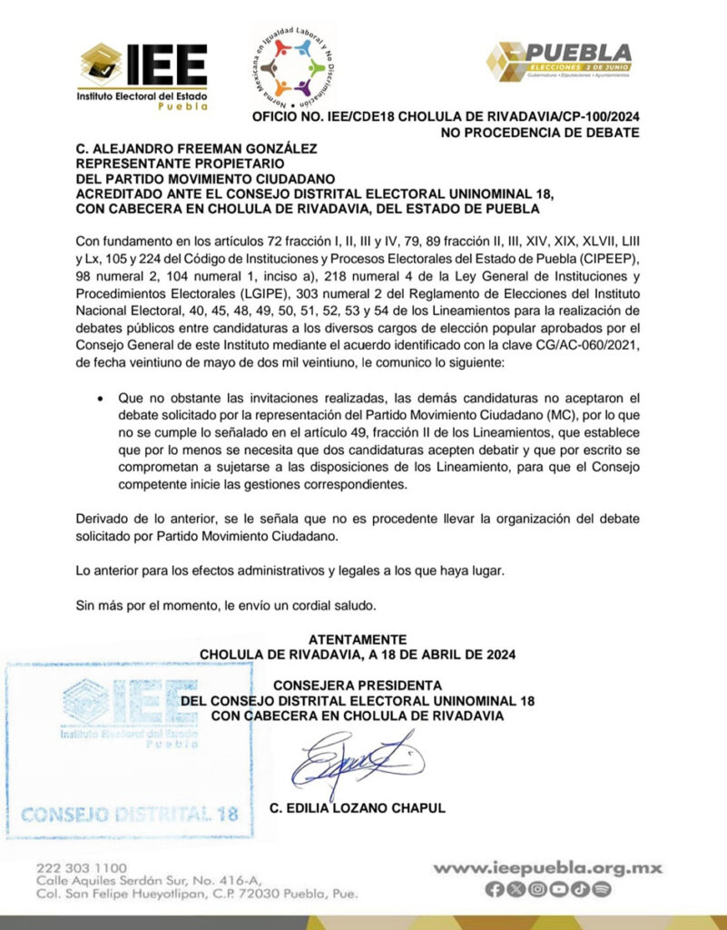 Lamenta Fernández Solana que sus contrincantes no quieran presentar propuestas ante cholultecas