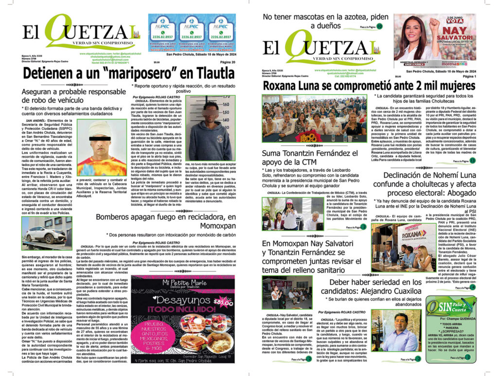 Nuestra Portada, Edición 2709, 18 Mayo 2024