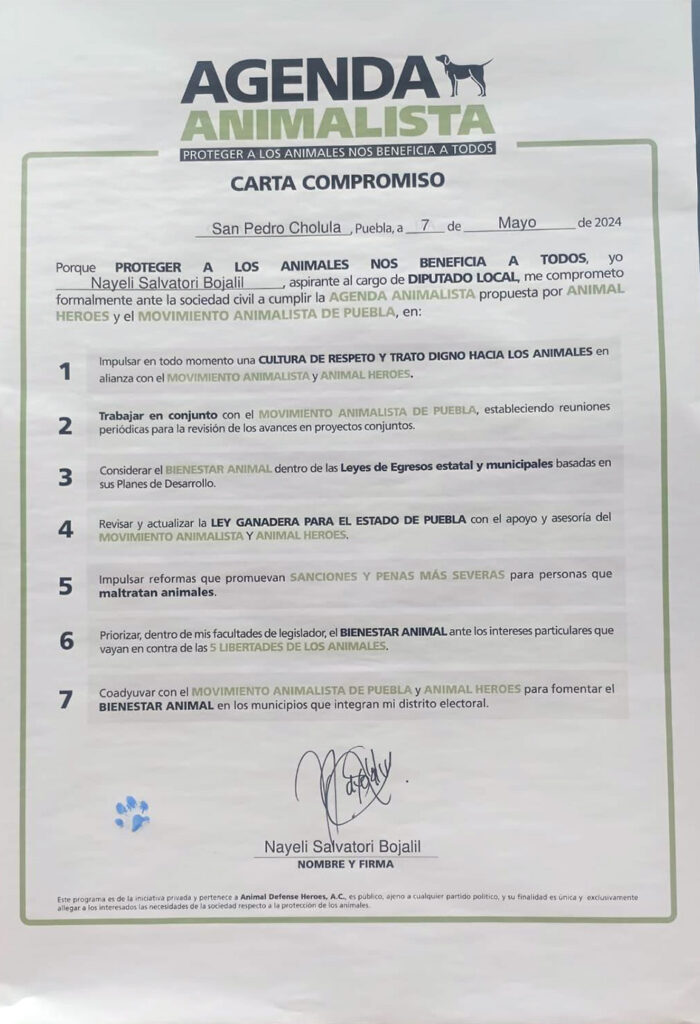 Nay Salvatori firma Agenda Animalista