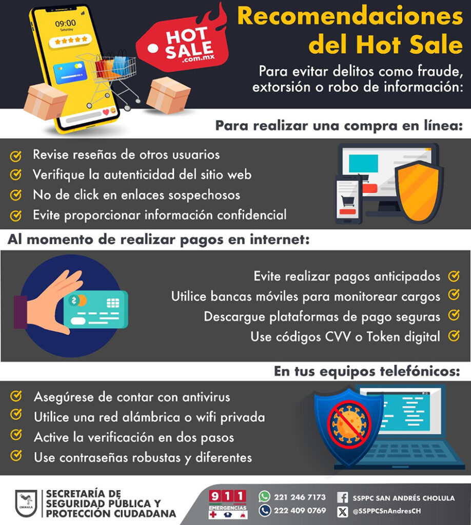 Emite policía municipal recomendaciones para evitar fraudes durante el Hot Sale 2024