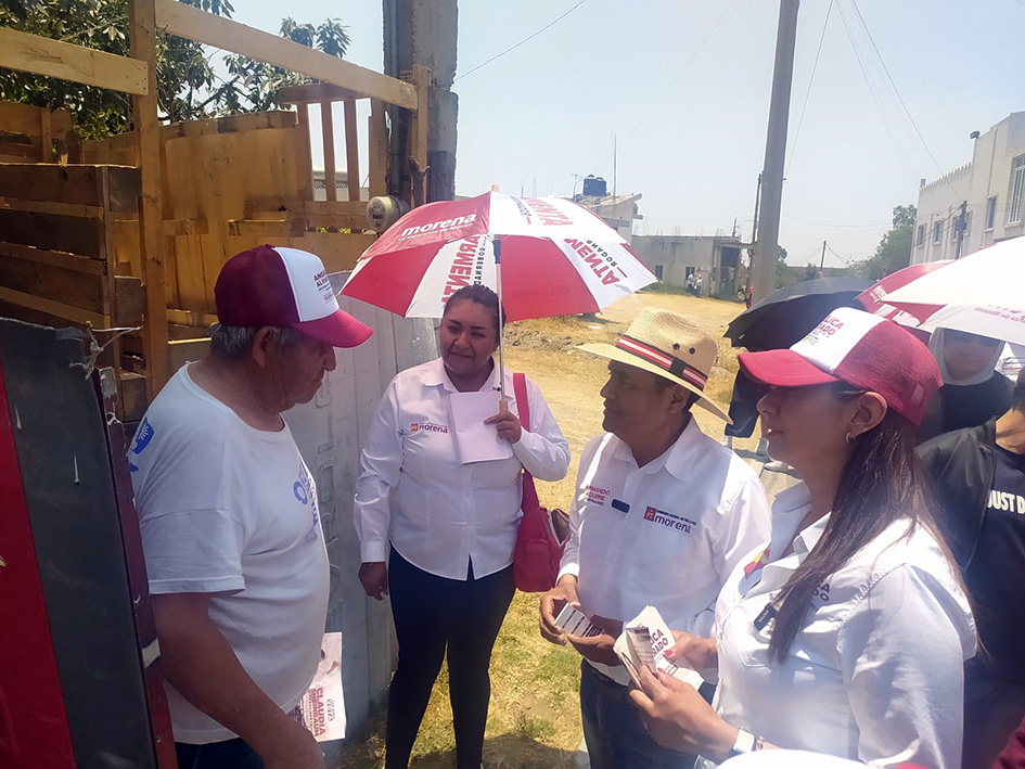 Realizaron Angélica Alvarado y Armando Aguirre recorrido por cabecera de Coronango